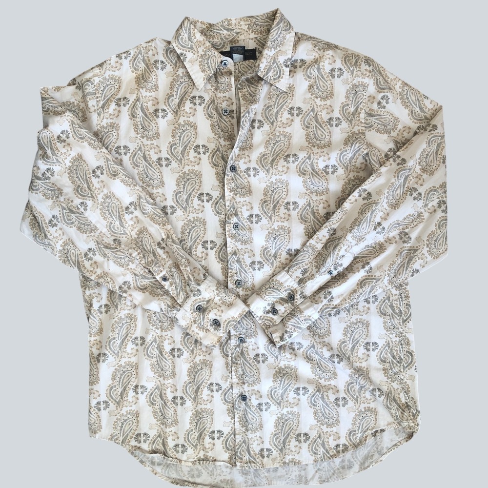 Banana Republic‎ Men's Button Front Paisley Business Casual Cotton Shirt Sz L - Picture 2 of 13